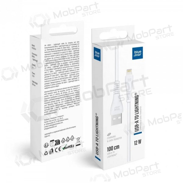 Lightning-kabel Blue Star PJ-DG5-A USB-A til Lightning 1 m hvit