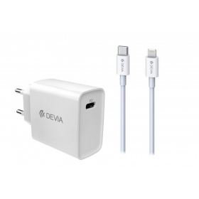 Lader Devia Smart PD Quick Charge + MFI Type-C-Lightning (hvit)