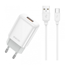 Lader buitinis Jellico EU01 2.4A USB + Type-C hvit