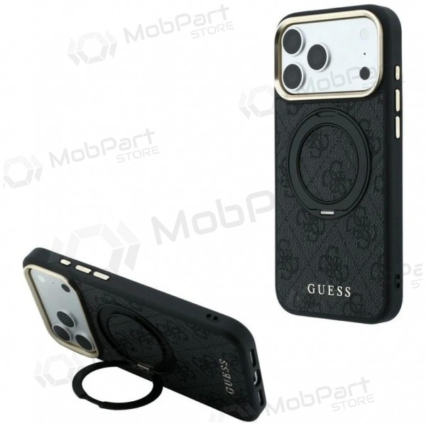 Apple iPhone 18 Pro deksel - Guess PU 4G Ring Stand MagSafe (svart)