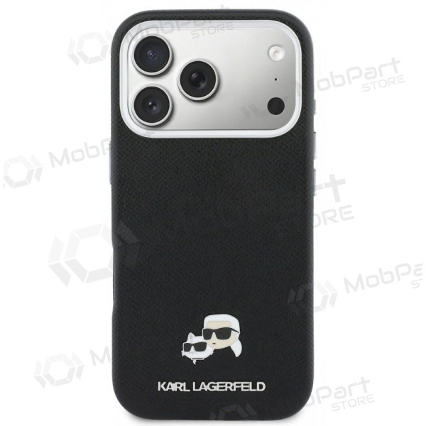 Apple iPhone 17 Pro deksel - Karl Lagerfeld PU Karl and Choupette Heads Pins MagSafe (svart)
