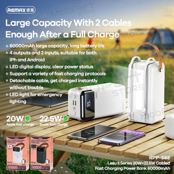 Powerbank Power Bank Remax RPP-565 22.5W 60000mAh grått