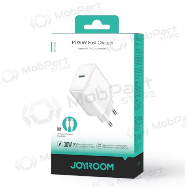 Lader Joyroom JR-TCF24 USB-C PD30W + USB-C to USB-C cable 1.0m hvit