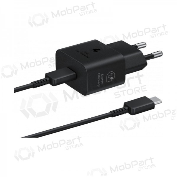 Lader original Samsung EP-T2510XBEGEU 25W + USB-C kabel i pakken svart