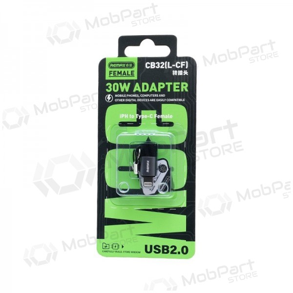 Adapter Remax CB32 Lightning til USB-C USB 2.0 hvit
