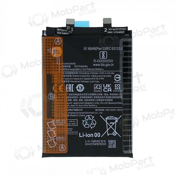 Xiaomi Redmi Note 11 Pro 5G, Note 12 Pro 4G, Poco X4 Pro 5G batteri, akumuliatorius (BN5E) (original) Xiaomi Redmi Note 11 Pro 5G, Note 12 Pro 4G, Poco X4 Pro 5G batteri, akumuliatorius (BN5E) (original)