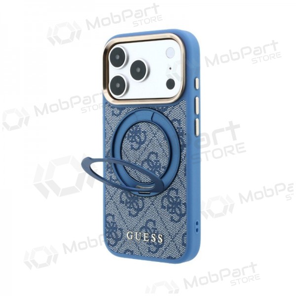 Apple iPhone 18 Pro deksel - Guess PU 4G Ring Stand MagSafe (blå)