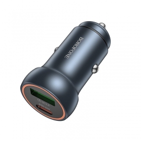 Lader for biler Borofone BZ32A USB-C/USB-A 30W grå