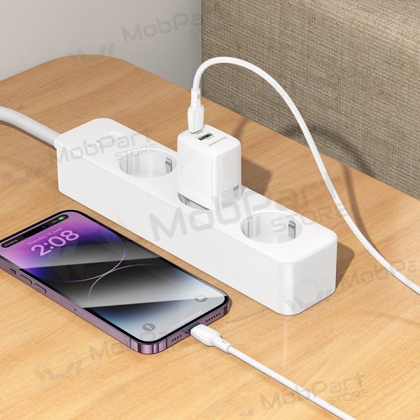 Lader Borofone BN29 30W USB-C/USB-A + USB-C to Lightning cable 1.0m hvit