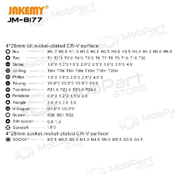 Skrutrekker (106 antgaliai) Jakemy JM-8177