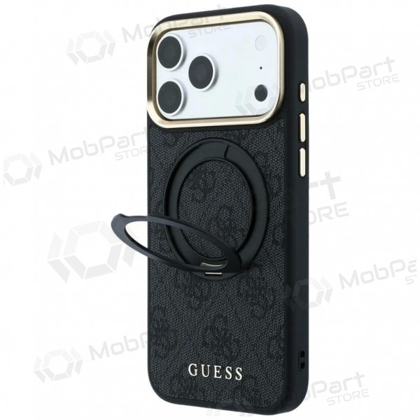 Apple iPhone 18 Pro deksel - Guess PU 4G Ring Stand MagSafe (svart)