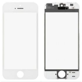 Apple iPhone 5 Skjermglass med ramme og OCA (hvit) (for screen refurbishing) - Premium