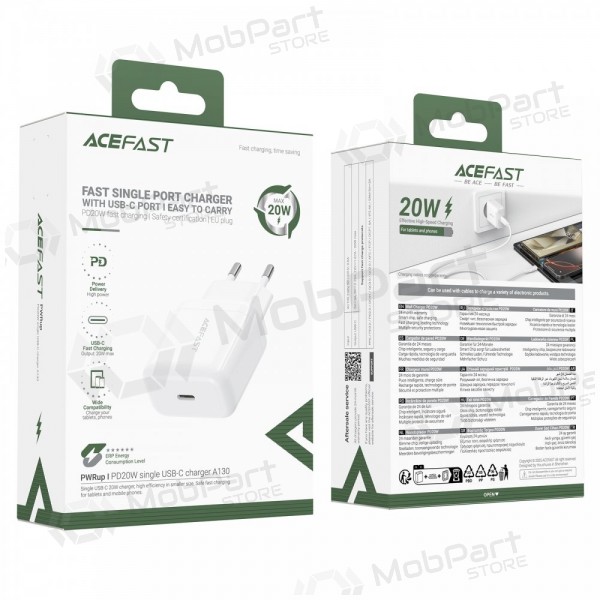 Lader Acefast A130 20W USB-C hvit