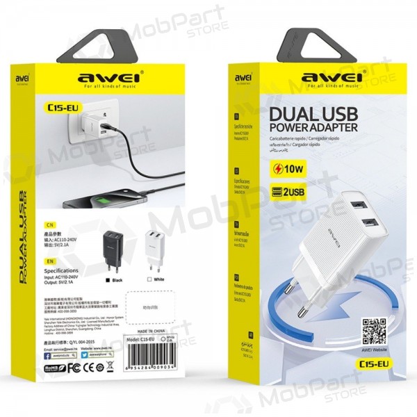 Lader Awei C15-EU 2xUSB-A 10W hvit