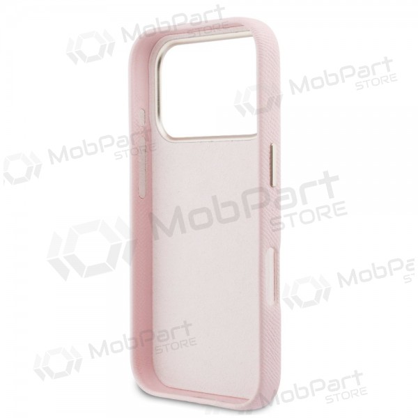 Apple iPhone 17 Pro Max deksel - Guess PU Grained 4G Resin Metal Logo (rosa)