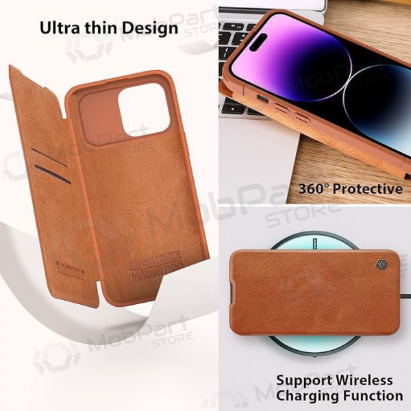 Apple iPhone 14 Plus deksel „Nillkin Leather“ (brun) Apple iPhone 14 Plus deksel „Nillkin Leather“ (brun)