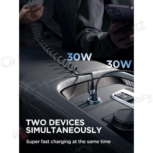 Lader automobilinis Joyroom JR-CCN04 USB-C/USB-A 60W svart
