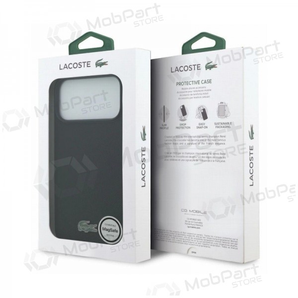 Apple iPhone 18 Pro Max deksel - Lacoste PVC Petit Pique Semi Wrap Embossed MagSafe (svart)