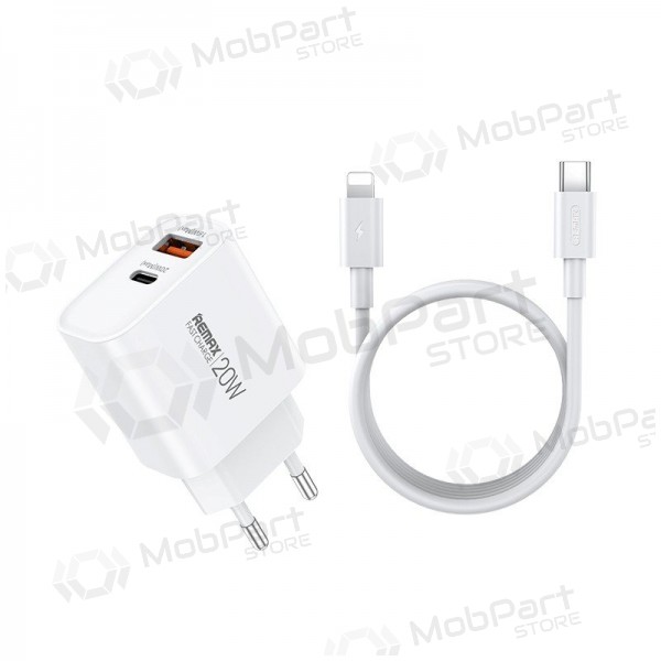 Telefonlader Remax RP-U120 20 W USB-C + USB-A med Lightning-kabel 1 m hvit