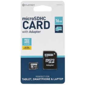 Minnekort Platinet MicroSD 16GB (class10) + SD Adapter
