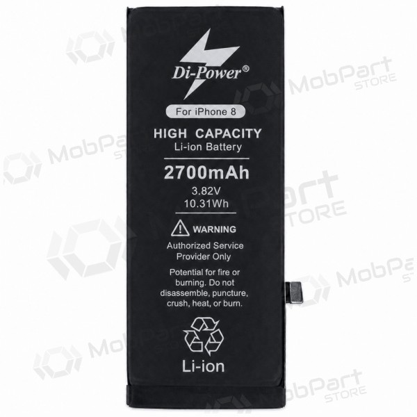 Apple iPhone 8 batteri, akkumulator Di-Power 2700 mAh (økt kapasitet)