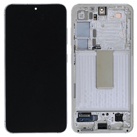 Samsung Galaxy S23 skjerm (kreminė) (med ramme) (original)