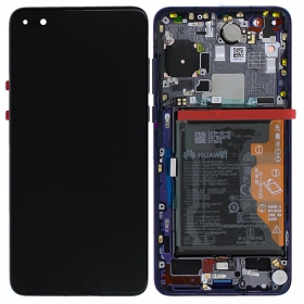 Huawei P40 skjerm (blå) (med ramme og batteri) (service pack) (original)