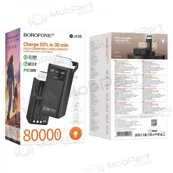 Powerbank Power Bank Borofone BJ65B 22.5W 80000mAh svart