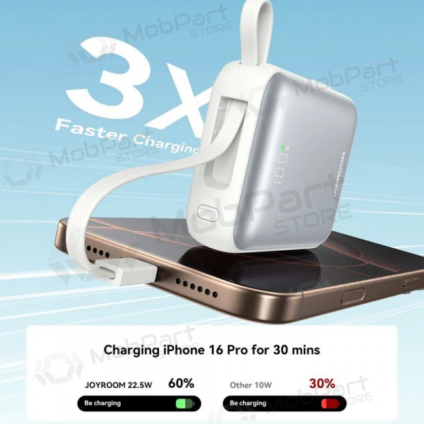 Powerbank Power Bank Joyroom JR-PBF27 22.5W Mini 10000mAh hvitt Powerbank Power Bank Joyroom JR-PBF27 22.5W Mini 10000mAh hvitt