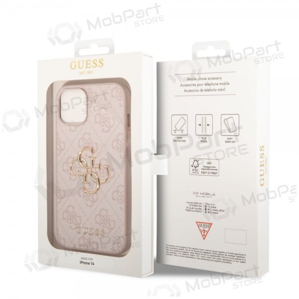 Apple iPhone 14 deksel - Guess PU 4G Metal Logo (rosa)
