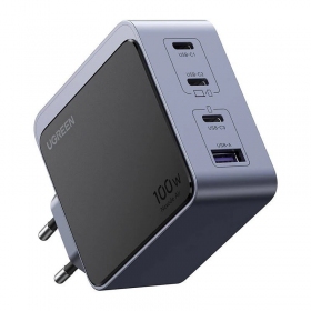 Nettlader Ugreen X565 100 W GaN 3x USB-C + USB-A grå