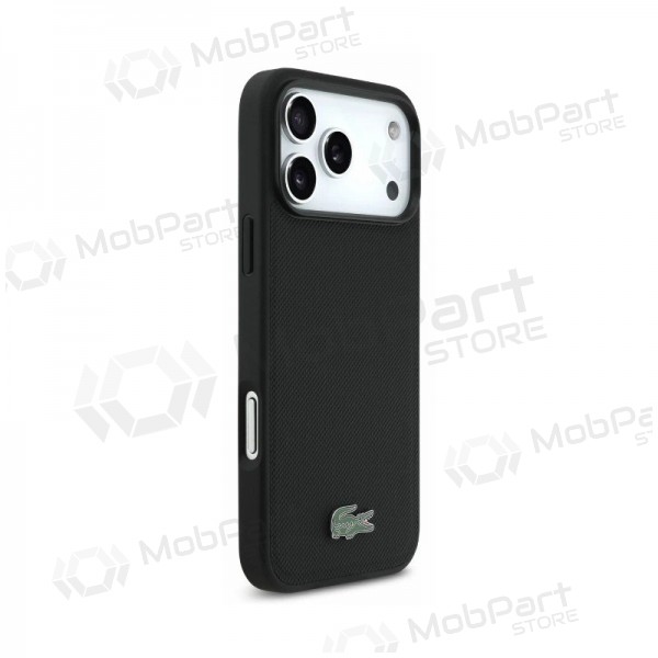Apple iPhone 18 Pro deksel - Lacoste PVC Petit Pique Semi Wrap Embossed MagSafe (svart)