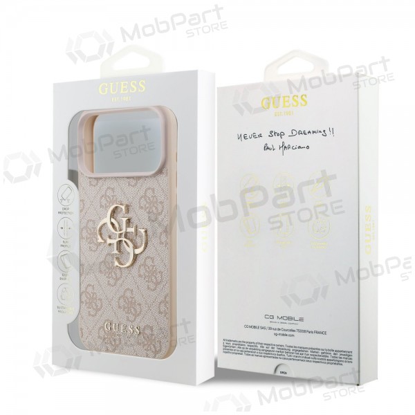 Apple iPhone 17 Pro Max deksel - Guess PU 4G Metal Logo (rosa)