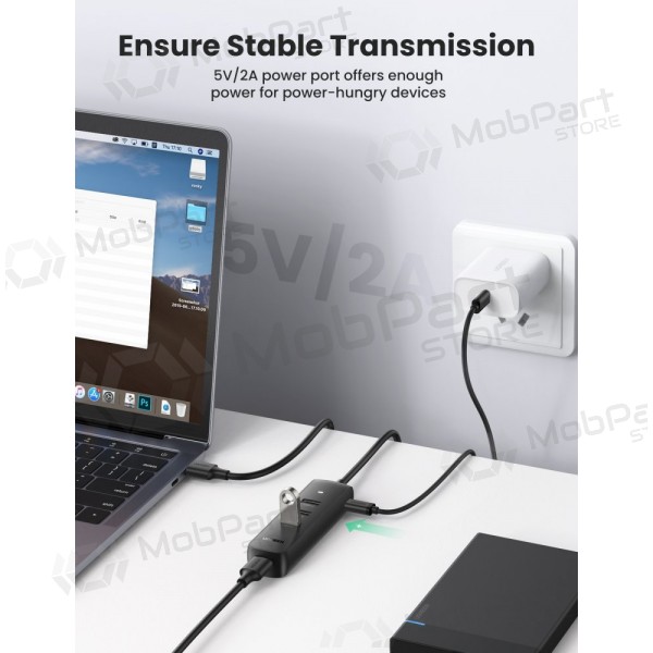 USB šakotuvas Ugreen CM416 USB-A 3.0 to 4xUSB-A 3.0 (10915) svart