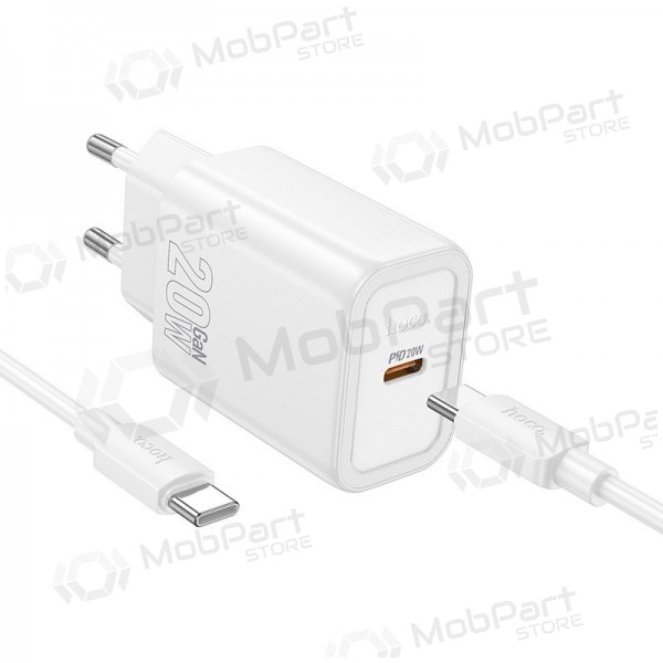 Telefonlader Hoco N60 GaN USB-C med USB-C-kabel 1 m hvit