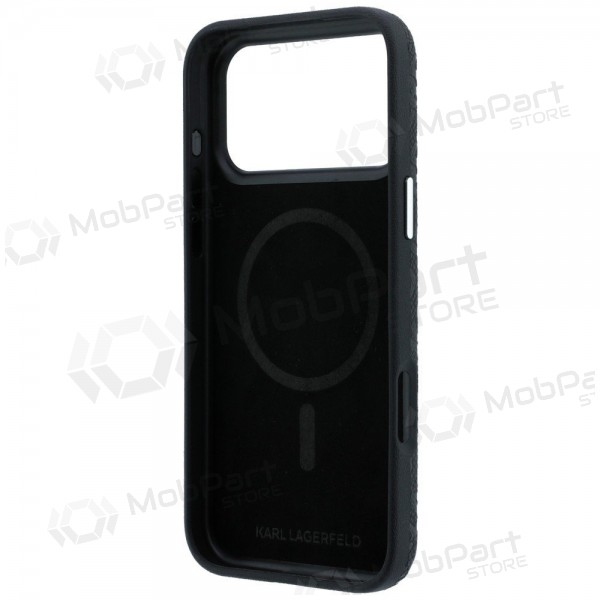 Apple iPhone 18 Pro Max deksel -Karl Lagerfeld PU Grained Allover Semi Wrap MagSafe- (svart)