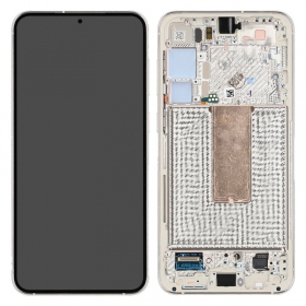 Ekranas Samsung S916 S23+ 5G su lietimui jautriu stikliuku og rėmeliu Cream original (service pack)