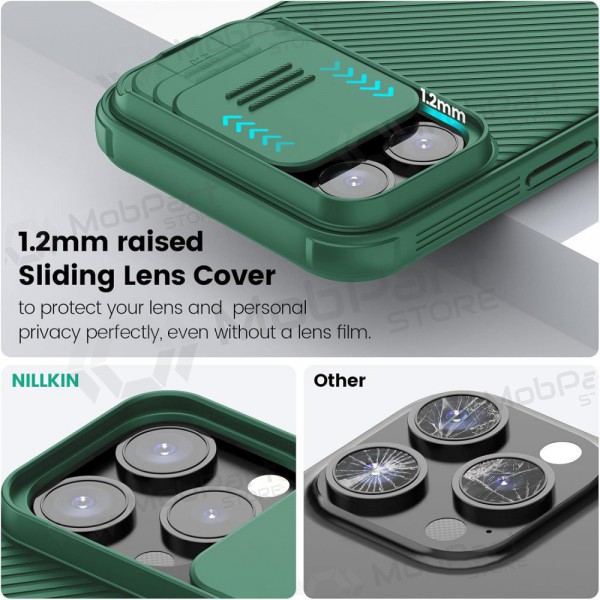 Apple iPhone 15 deksel „Nillkin CamShield Pro“ (grønn) Apple iPhone 15 deksel „Nillkin CamShield Pro“ (grønn)