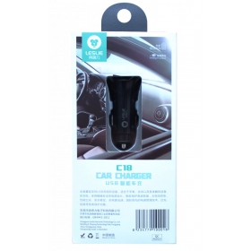 Lader automobilinis Leslie C18 2 USB 2.4A (1A+2A) (svart)