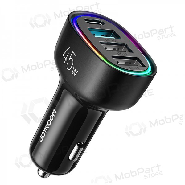 Lader automobilinis Joyroom JR-CL09 LED 4xUSB (PD, QC) 45W (svart)