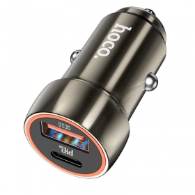 Lader automobilinis Hoco Z46A USB-A/Type-C PD20W+QC3.0 grå