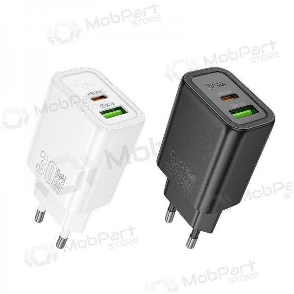 Telefonlader Hoco N63 30 W GaN USB-C + USB-A svart