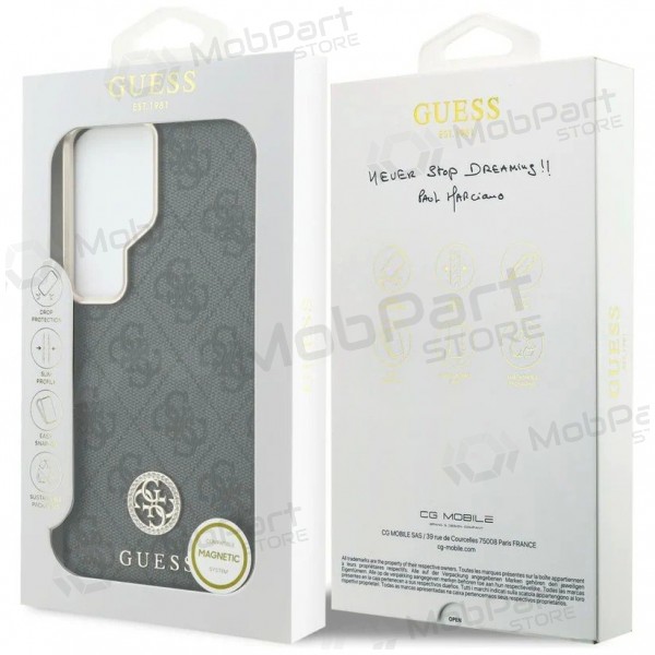 Samsung Galaxy S26 Ultra deksel - Guess PU Leather 4G Strass Logo Gold Frame Magnetic (svart)
