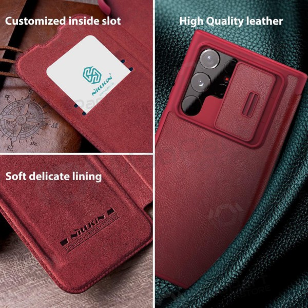 Samsung Galaxy S23 FE deksel „Nillkin Leather“ (rød) Samsung Galaxy S23 FE deksel „Nillkin Leather“ (rød)