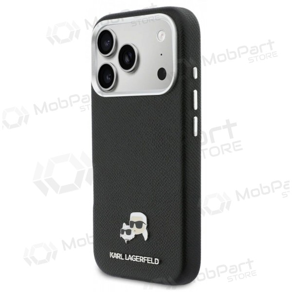 Apple iPhone 17 Pro deksel - Karl Lagerfeld PU Karl and Choupette Heads Pins MagSafe (svart)