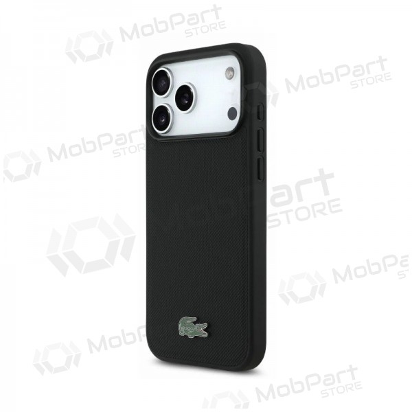 Apple iPhone 18 Pro Max deksel - Lacoste PVC Petit Pique Semi Wrap Embossed MagSafe (svart)