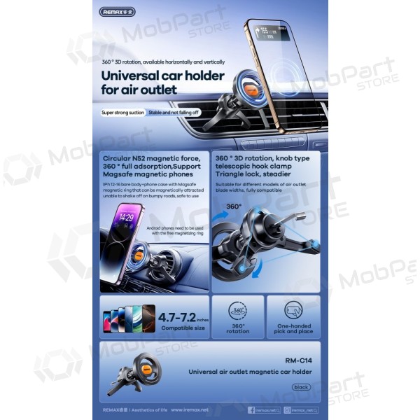 Mobilholder Remax RM-C14 MagSafe (air vent) svart