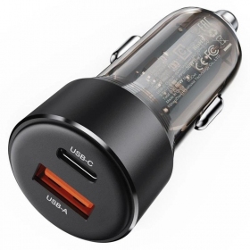 Lader for biler Acefast B12 60W USB-C/USB-A svart
