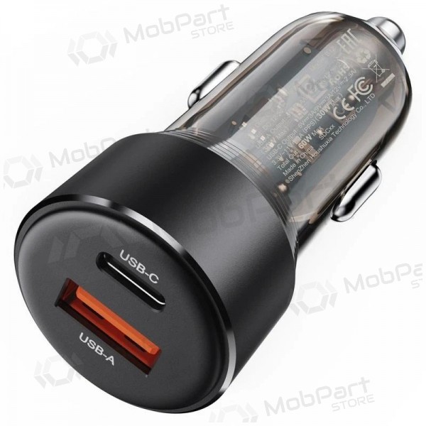 Lader for biler Acefast B12 60W USB-C/USB-A svart