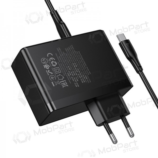 Hoco N85 100 W 3x USB-C + USB-A nettverkslader med USB-C-kabel 2 m svart